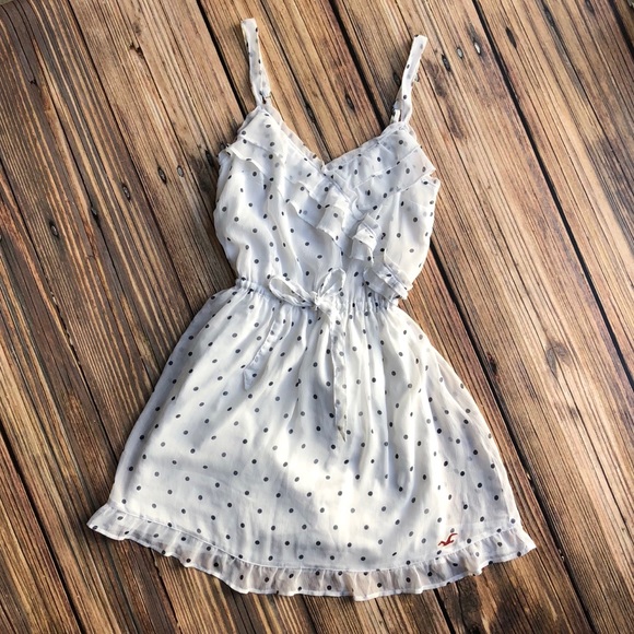 blue polka dot ruffle dress